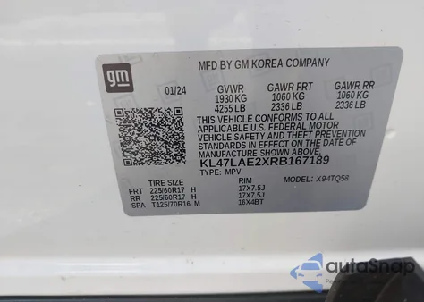 2024 Buick Envista Preferred Fwd from USA, damaged, VIN KL47LAE2XRB167189